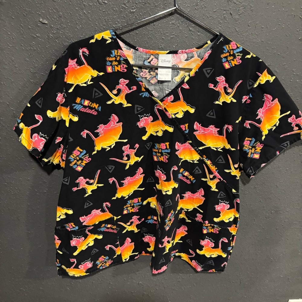 Disney Black and Yellow Lion King Scrub Top
